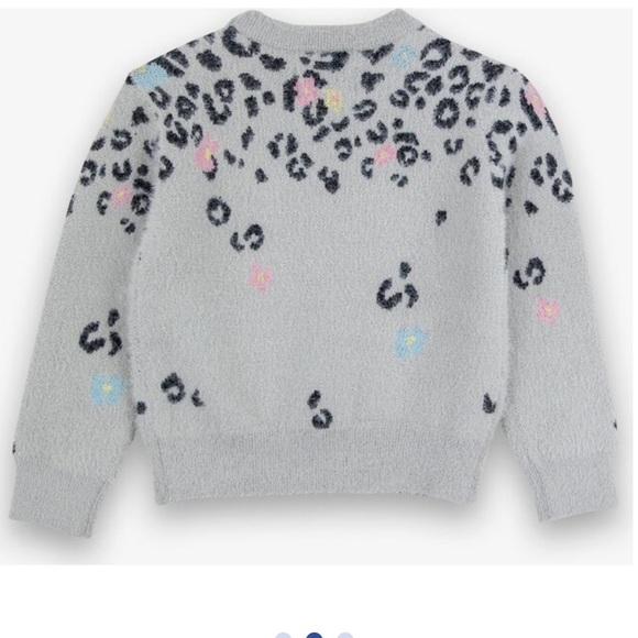 SOVEREIGN CODE Ella Dean Sweater, Grey/ Leopard Flowers Size 8 - Picture 2 of 8